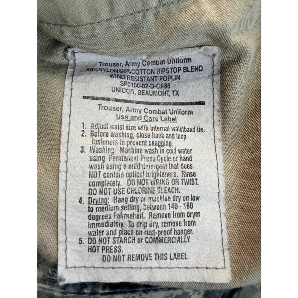 US Army Combat Uniform ACU Digital Camo Cargo Pants Large Regular Ripstop Mens